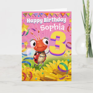 3yrs Custom birthday card Little Ladybug range