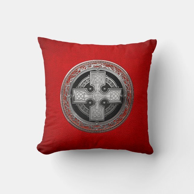 [400] Ancient Celtic Sacred Silver Knot Cross Cushion (Front)