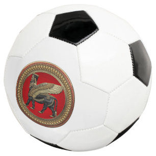 [400] Assyrian Winged Bull: Gold and Black Lamassu Soccer Ball