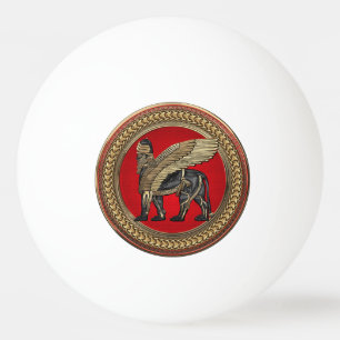 [400] Assyrian Winged Lion: Gold & Black Lamassu Ping Pong Ball
