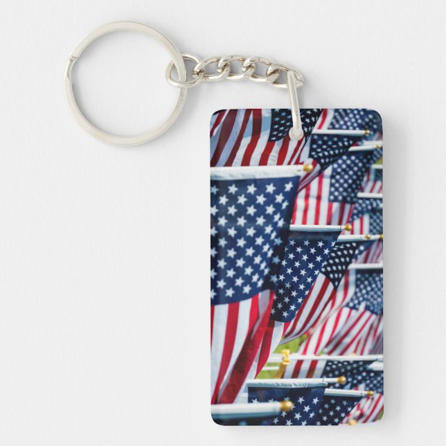 400 flags waving proudly in a field key ring (Front)