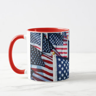 400 flags waving proudly in a field mug