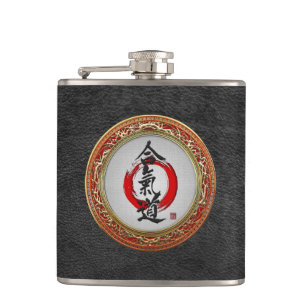 [400] Japanese calligraphy - Aikido Hip Flask