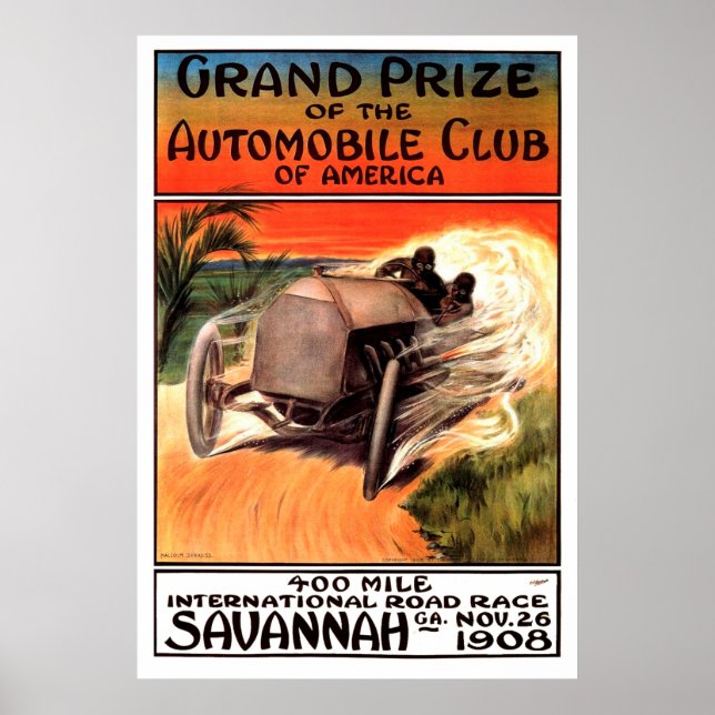 400 Mile International Road Race Savannah Ga 1908 Poster (Front)