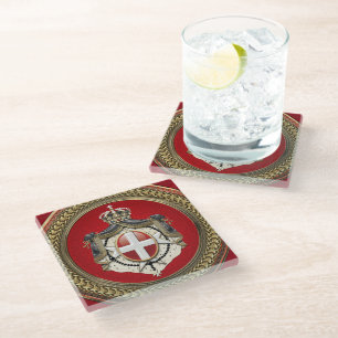 [400] Order of Malta - SMOM Coat of Arms Glass Coaster
