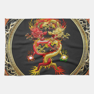 [400] Red and Yellow Dragons Tea Towel