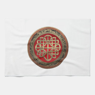 [400] Sacred Celtic Gold Knot Cross Tea Towel