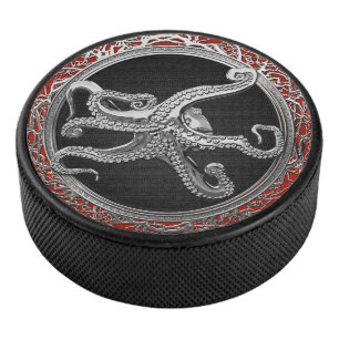 [400] Sacred Silver Octopus in Defensive Posture Hockey Puck