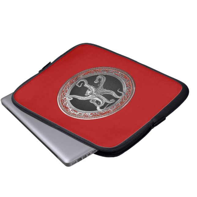 [400] Sacred Silver Octopus in Defensive Posture Laptop Sleeve (Front Bottom)