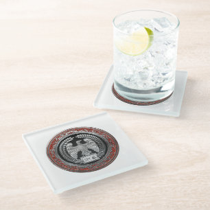 [400] Silver Roman Imperial Eagle Glass Coaster