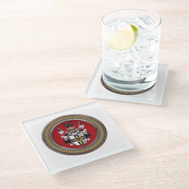 [400] Teutonic Order Coat of Arms Glass Coaster (Angled)