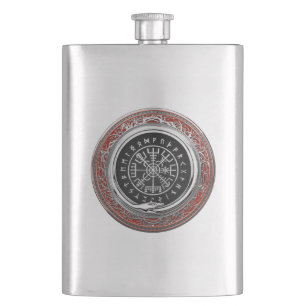 [400] Vegvisir - Viking Silver Magic Runic Compass Hip Flask