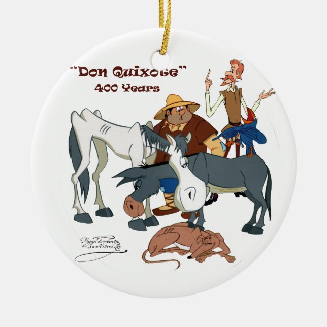 400 Years Don Quixote @QUIXOTEdotTV Ceramic Tree Decoration (Front)