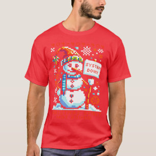 404 Christmas Spirit Not Found Pixel Art Snowman F T-Shirt