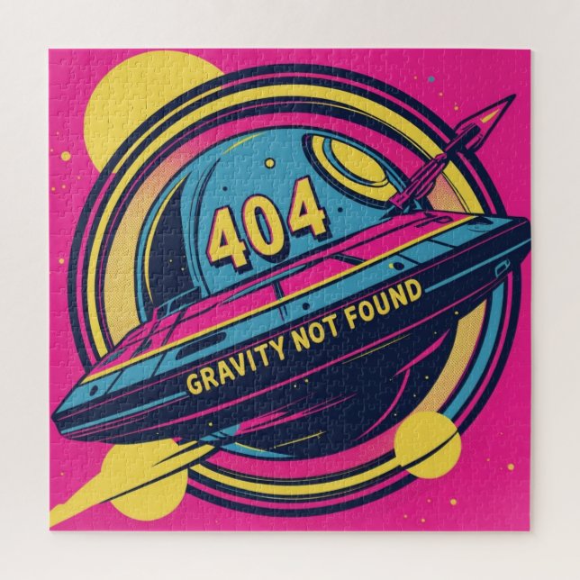 404 Gravity Not Found – Retro Space Pop Art Jigsaw Puzzle (Vertical)