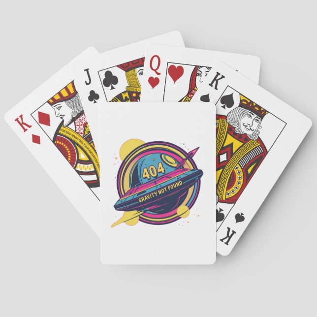 404 Gravity Not Found – Retro Space Pop Art Playing Cards (Back)