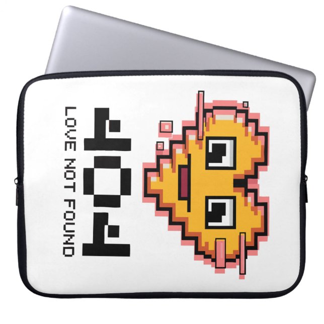 404 Love Not Found – Glitched Pixel Heart Laptop Sleeve (Front)