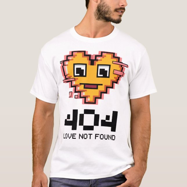 404 Love Not Found – Glitched Pixel Heart T-Shirt (Front)