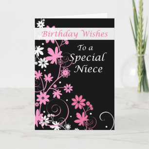 4084 Niece Birthday Wishes Pink and Black Card