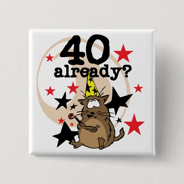 40 Already Birthday 15 Cm Square Badge (Front)