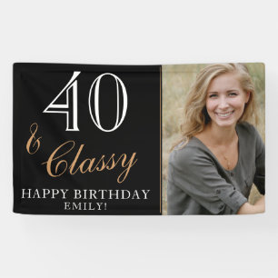 40 and Classy Elegant 40th Birthday Photo Banner