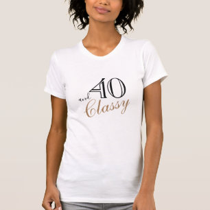40 and Classy Elegant Black Golden Script Birthday T-Shirt