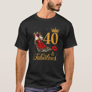 40 And Fabulous 40 Years Old Queen High Heels Leop T-Shirt