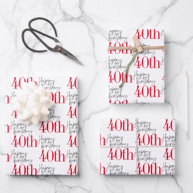  40 and Fabulous 40th Birthday Gift   Wrapping Paper Sheet (Front)