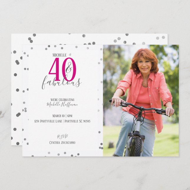 40 and Fabulous 40th Birthday Party Invitations (Front/Back)