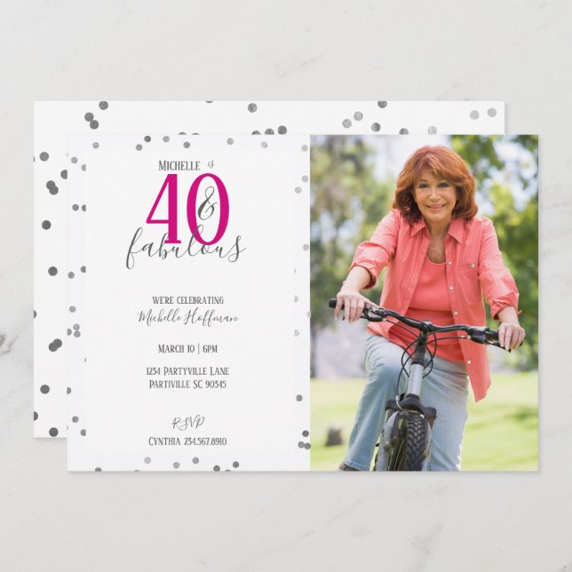 40 and Fabulous 40th Birthday Party Invitations (Front/Back)