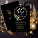 40 and Fabulous 40th Birthday Party Stamped<br><div class="desc">Elegant typography design "40 and Fabulous" 40th birthday party design featuring a rose outline circular frame.  Back features a rose outline in gold tone (not gold foil).</div>