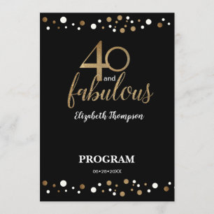40 and fabulous 40th Birthday Program Programme