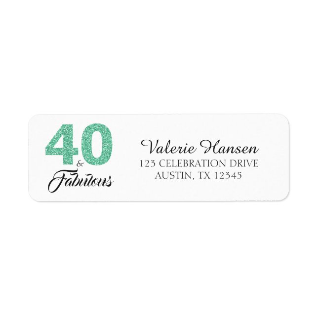 40 and Fabulous 40th Birthday Return Address Label (Front)