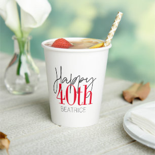  40 and Fabulous 40th Birthday Script Paper Cups