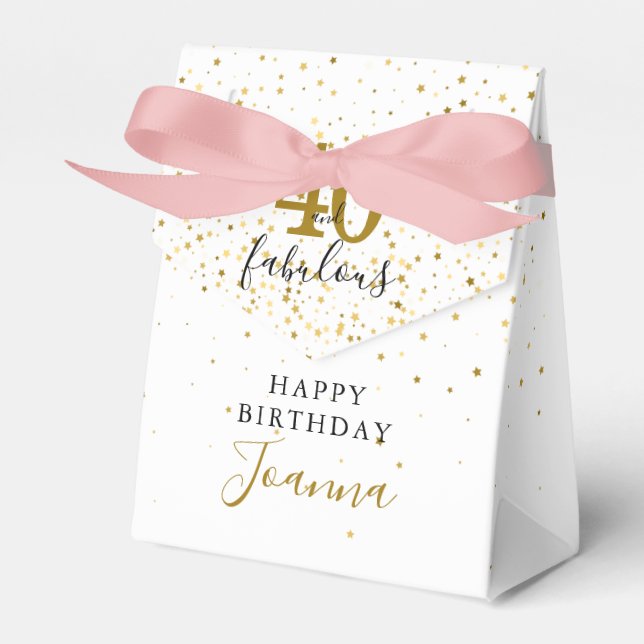 40 and Fabulous Birthday Gold and Black Elegant Favour Box (Front Side)