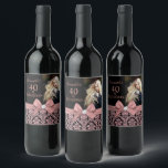 40 and fabulous birthday party bottle label<br><div class="desc">Celebrate your 40th birthday in style with these modern elegant pink rose gold glitter floral damask 40th Birthday Party party bottle labels. You can personalise your fortieth birthday party celebration. The words "40 and Fabulous" are set using popular typhography. You can personalise script fonts and font colours in the design....</div>
