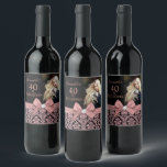 40 and fabulous birthday party bottle label<br><div class="desc">Celebrate your 40th birthday in style with these modern elegant pink rose gold glitter floral damask 40th Birthday Party party bottle labels. You can personalise your fortieth birthday party celebration. The words "40 and Fabulous" are set using popular typhography. You can personalise script fonts and font colours in the design....</div>