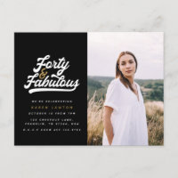40 and fabulous birthday party photo invitation