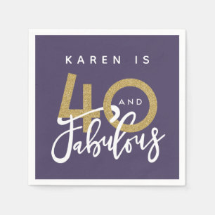 40 and fabulous birthday party purple napkin
