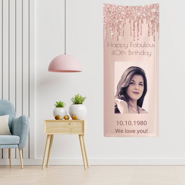 40 and Fabulous birthday rose gold photo glitter Banner (Creator Uploaded)
