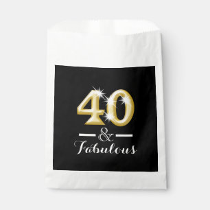 40 and fabulous black gold birthday favour bags