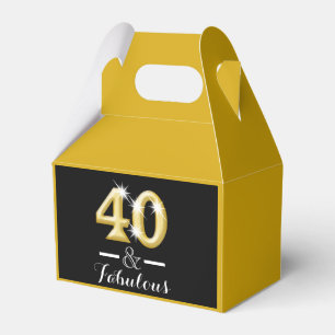 40 and fabulous black gold birthday favour box