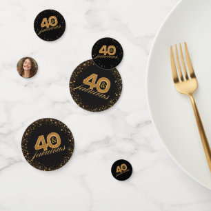 40 and fabulous black gold glitters sparkles photo confetti