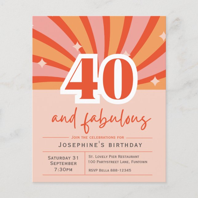 40 and fabulous, budget invitation flyer (Front)