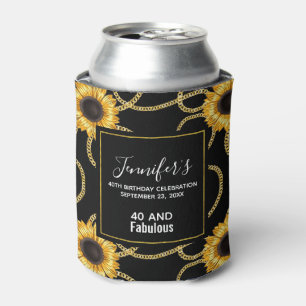 40 and Fabulous Classy Yellow Sunflowers Pattern Can Cooler