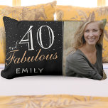 40 and Fabulous Elegant Black 40th Birthday Photo Lumbar Cushion<br><div class="desc">40 and Fabulous Elegant Black 40th Birthday Photo Lumbar Pillow. The background is black. Personalise the sign with your photo,  your name and make your own 40th birthday gift for a woman.</div>