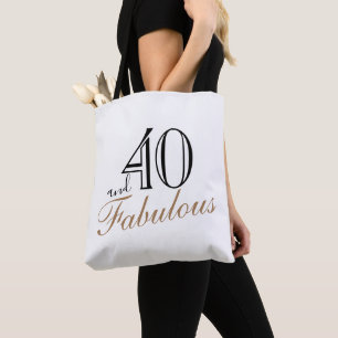40 and Fabulous Elegant Black Script Birthday Tote Bag