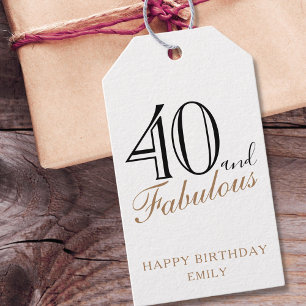 40 and Fabulous Elegant Script 40th Birthday Gift Tags