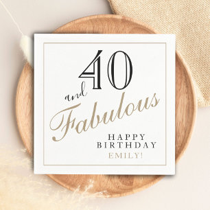 40 and Fabulous Elegant Script 40th Birthday Party Napkin