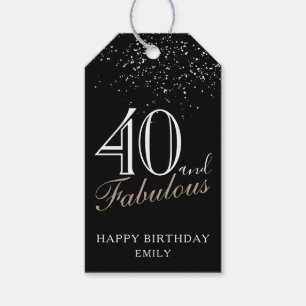 40 and Fabulous Elegant Script Black 40th Birthday Gift Tags